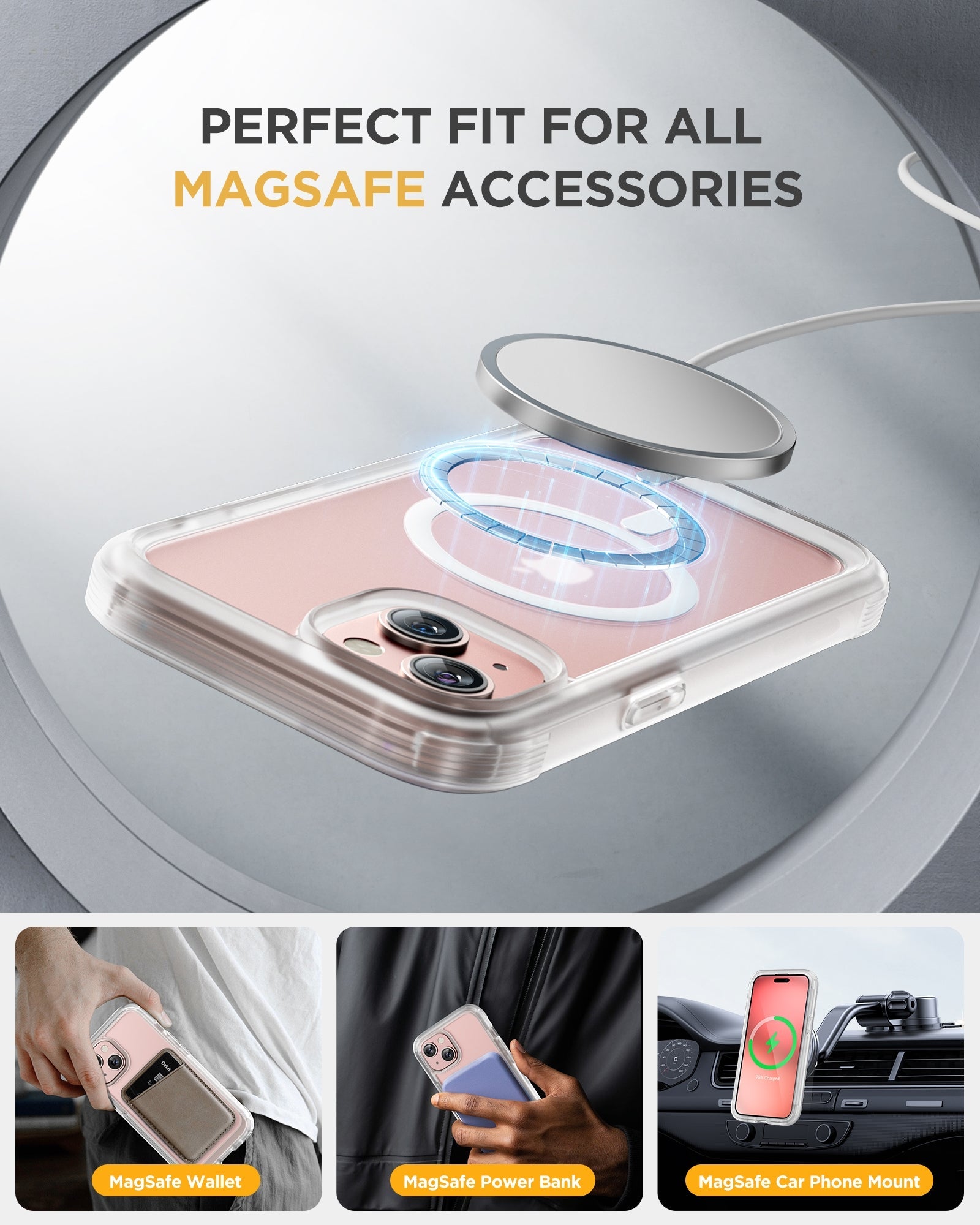 iPhone 15 360° Protection Case [MATTE CLEAR] : Front Screen + Back Cover + Camera Protector