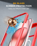 iPhone 15 360° Protection Case [RED] : Front Screen + Back Cover + Camera Protector