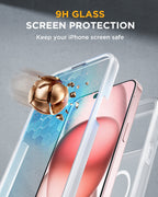 iPhone 15 Plus 360° Protection Case [MATTE CLEAR] : Front Screen + Back Cover + Camera Protector