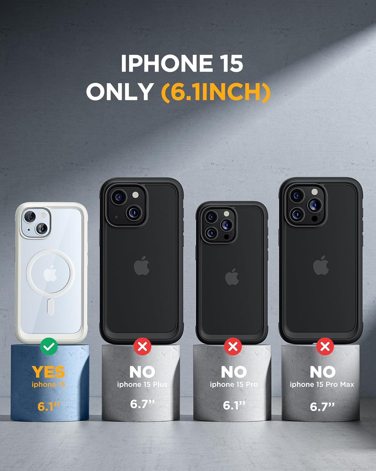 iPhone 15 360° Protection Case [WHITE] : Front Screen + Back Cover + Camera Protector