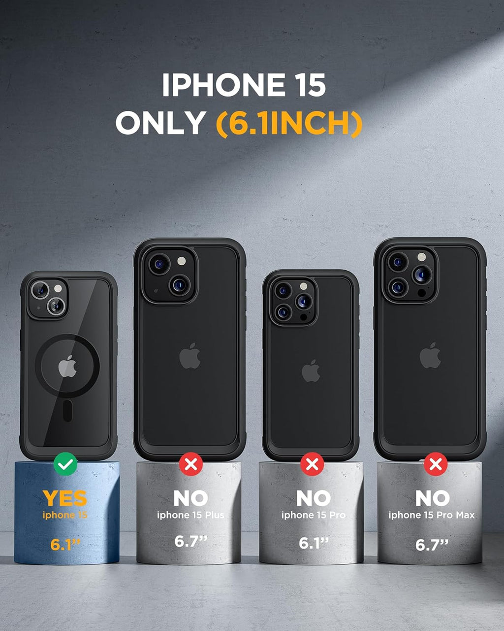 iPhone 15 360° Protection Case [BLACK] : Front Screen + Back Cover + Camera Protector