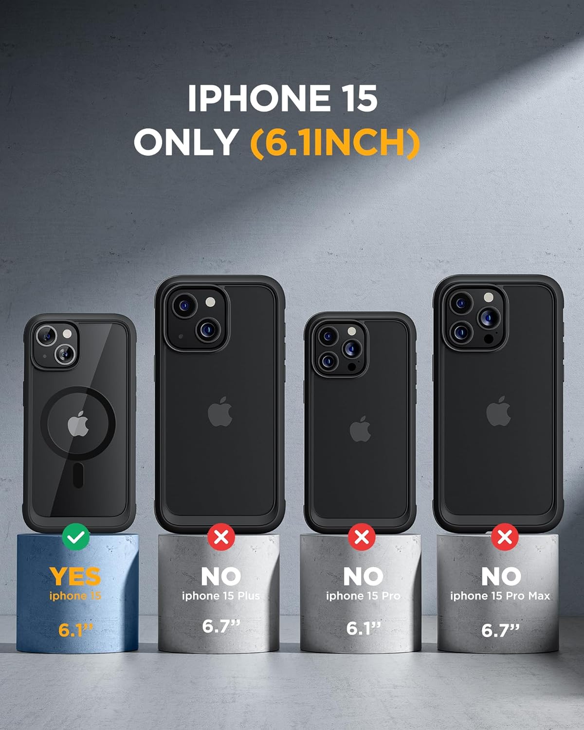 iPhone 15 360° Protection Case [BLACK] : Front Screen + Back Cover + Camera Protector