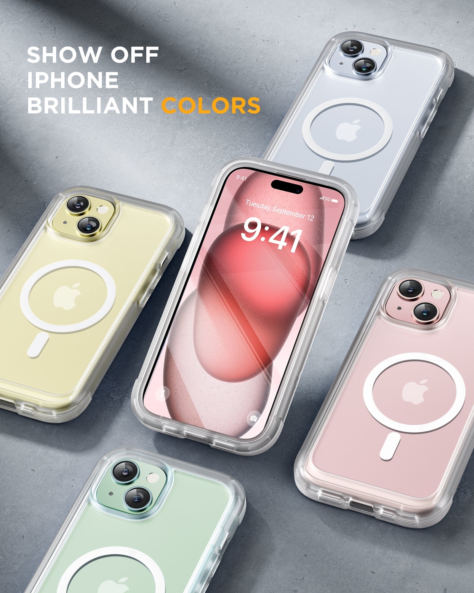 iPhone 15 360° Protection Case [MATTE CLEAR] : Front Screen + Back Cover + Camera Protector