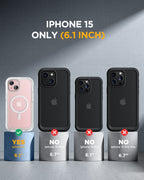 iPhone 15 360° Protection Case [MATTE CLEAR] : Front Screen + Back Cover + Camera Protector