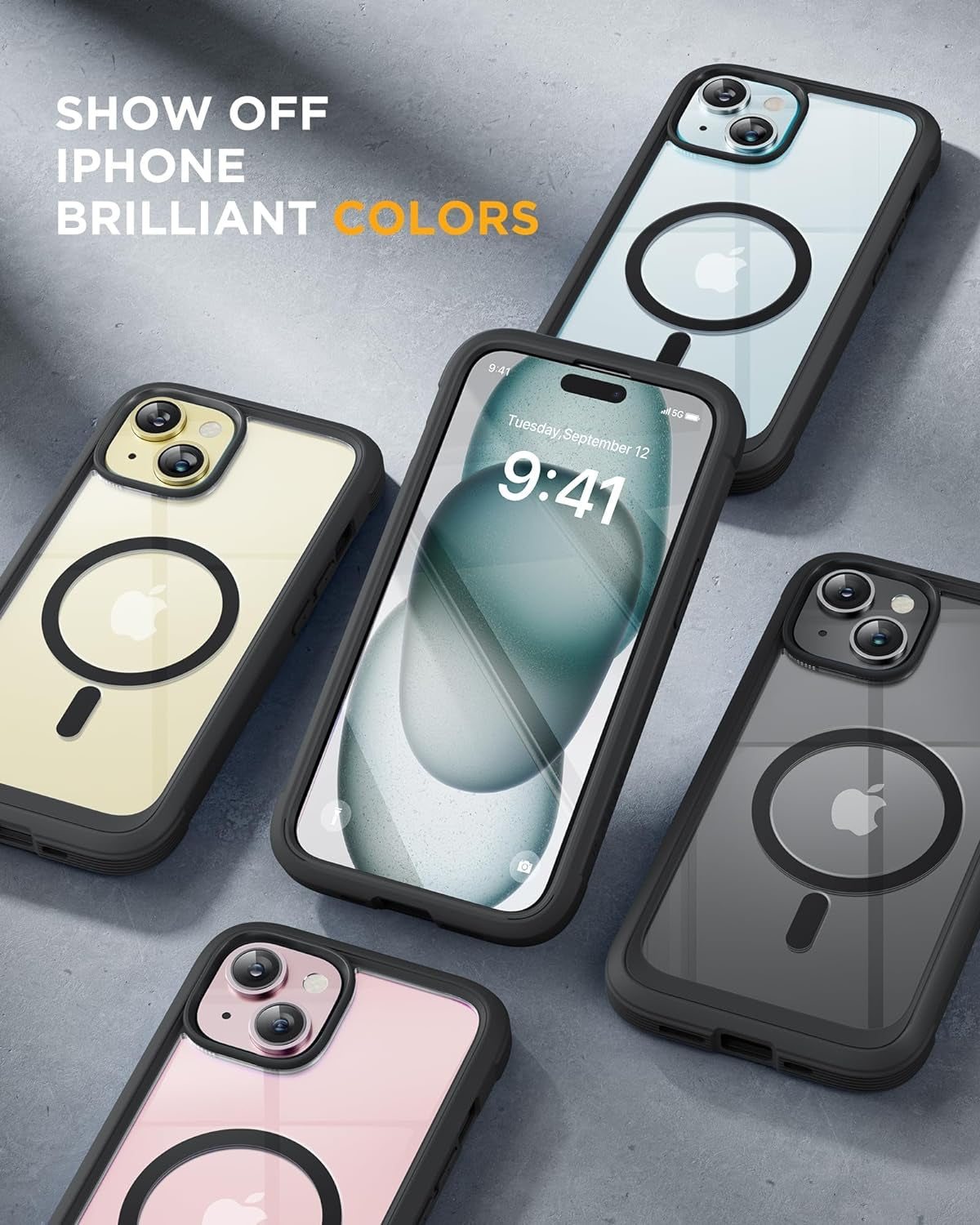 iPhone 15 360° Protection Case [BLACK] : Front Screen + Back Cover + Camera Protector