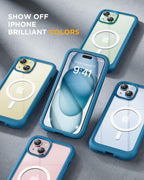 iPhone 15 360° Protection Case [BLUE] : Front Screen + Back Cover + Camera Protector