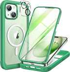 iPhone 15 360° Protection Case [GREEN] : Front Screen + Back Cover + Camera Protector