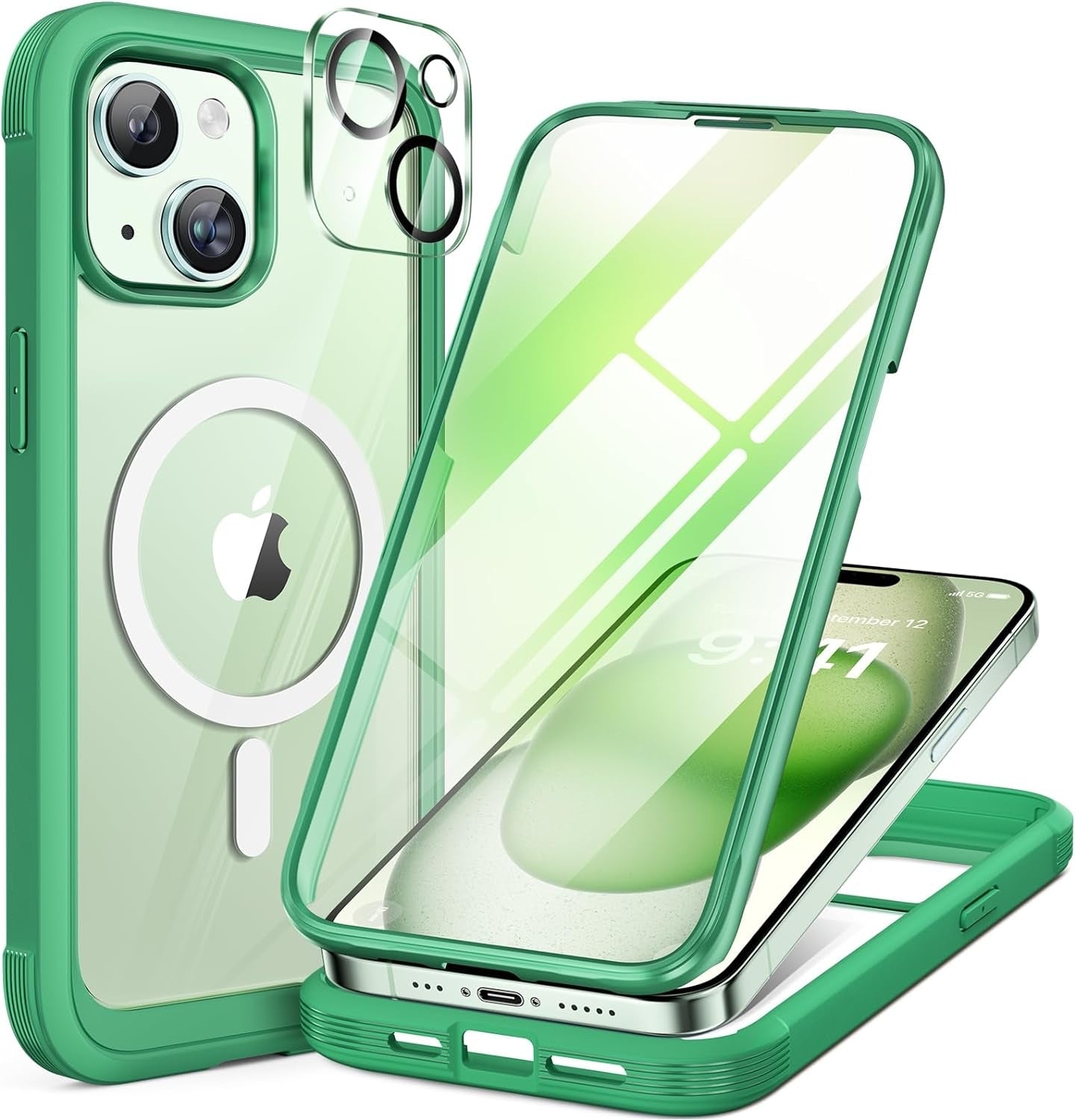 iPhone 15 Series 360° Protection Case : Front Screen + Back Cover + Camera Protector