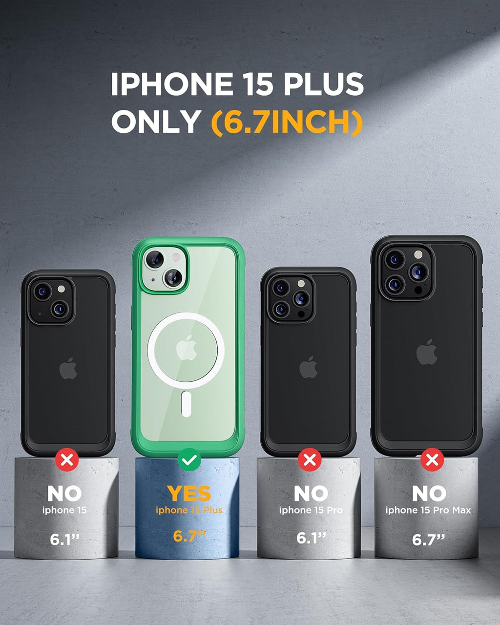 iPhone 15 Plus 360° Protection Case [GREEN] : Front Screen + Back Cover + Camera Protector