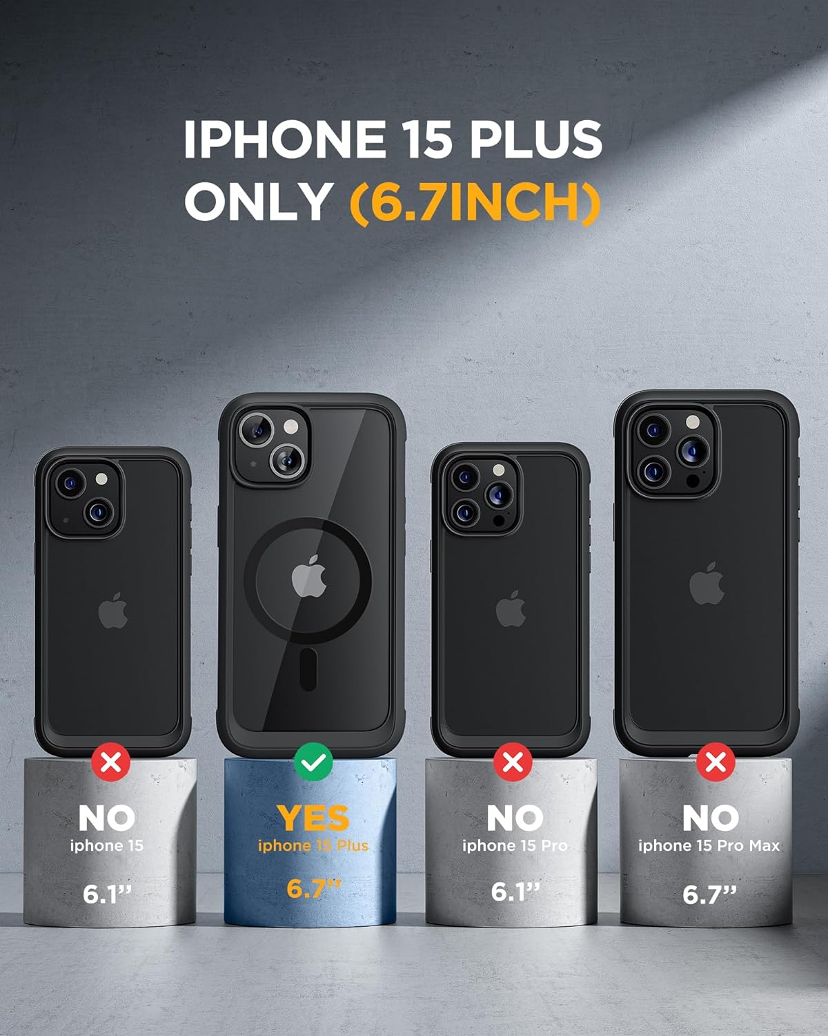 iPhone 15 Plus 360° Protection Case [BLACK] : Front Screen + Back Cover + Camera Protector