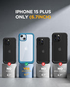 iPhone 15 Plus 360° Protection Case [BLUE] : Front Screen + Back Cover + Camera Protector