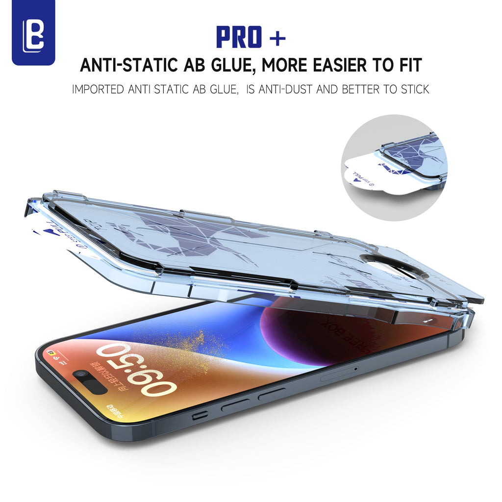 iPhone 15 Series PRO+ Dust-Free Box 9H Screen Protector