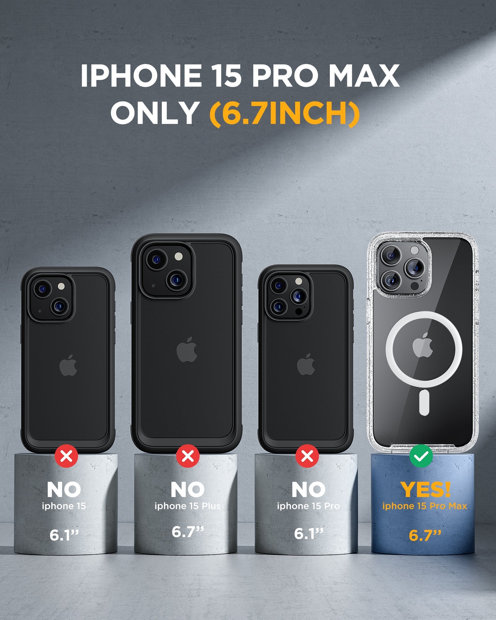 IPhone 15 Pro Max 360° Protection Case [GLITTER] : Front Screen + Back Cover + Camera Protector