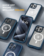 iPhone 15 Pro 360° Protection Case [BLUE] : Front Screen + Back Cover + Camera Protector