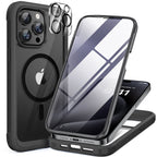 iPhone 15 Pro Max 360° Protection Case [BLACK] : Front Screen + Back Cover + Camera Protector