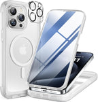 iPhone 15 Pro 360° Protection Case [MATTE CLEAR] : Front Screen + Back Cover + Camera Protector