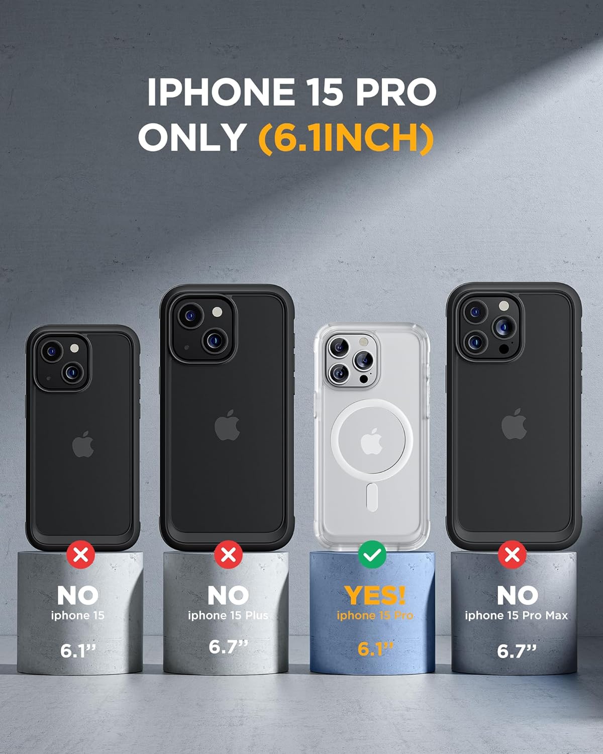 iPhone 15 Pro 360° Protection Case [MATTE CLEAR] : Front Screen + Back Cover + Camera Protector