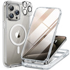 iPhone 15 Pro 360° Protection Case [CLEAR] : Front Screen + Back Cover + Camera Protector