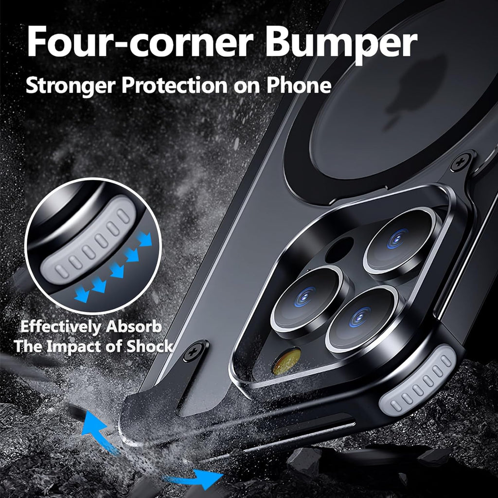 iPhone 15 Series: Frameless Armoured Case with Kickstand