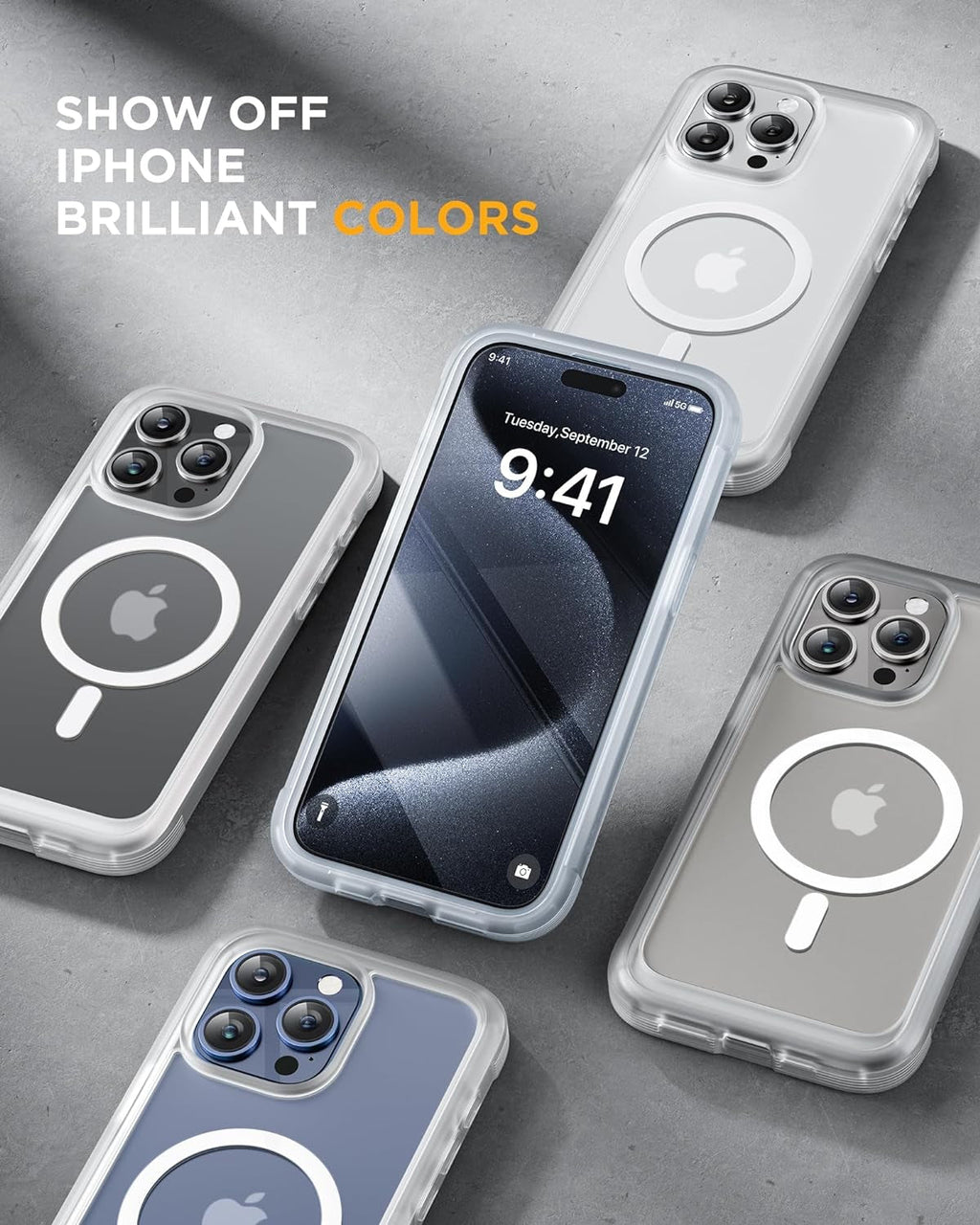 iPhone 15 Pro 360° Protection Case [MATTE CLEAR] : Front Screen + Back Cover + Camera Protector