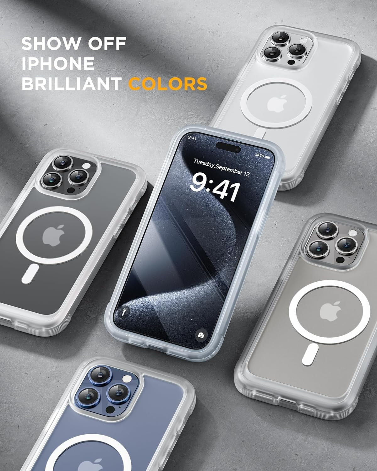 iPhone 15 Pro 360° Protection Case [MATTE CLEAR] : Front Screen + Back Cover + Camera Protector