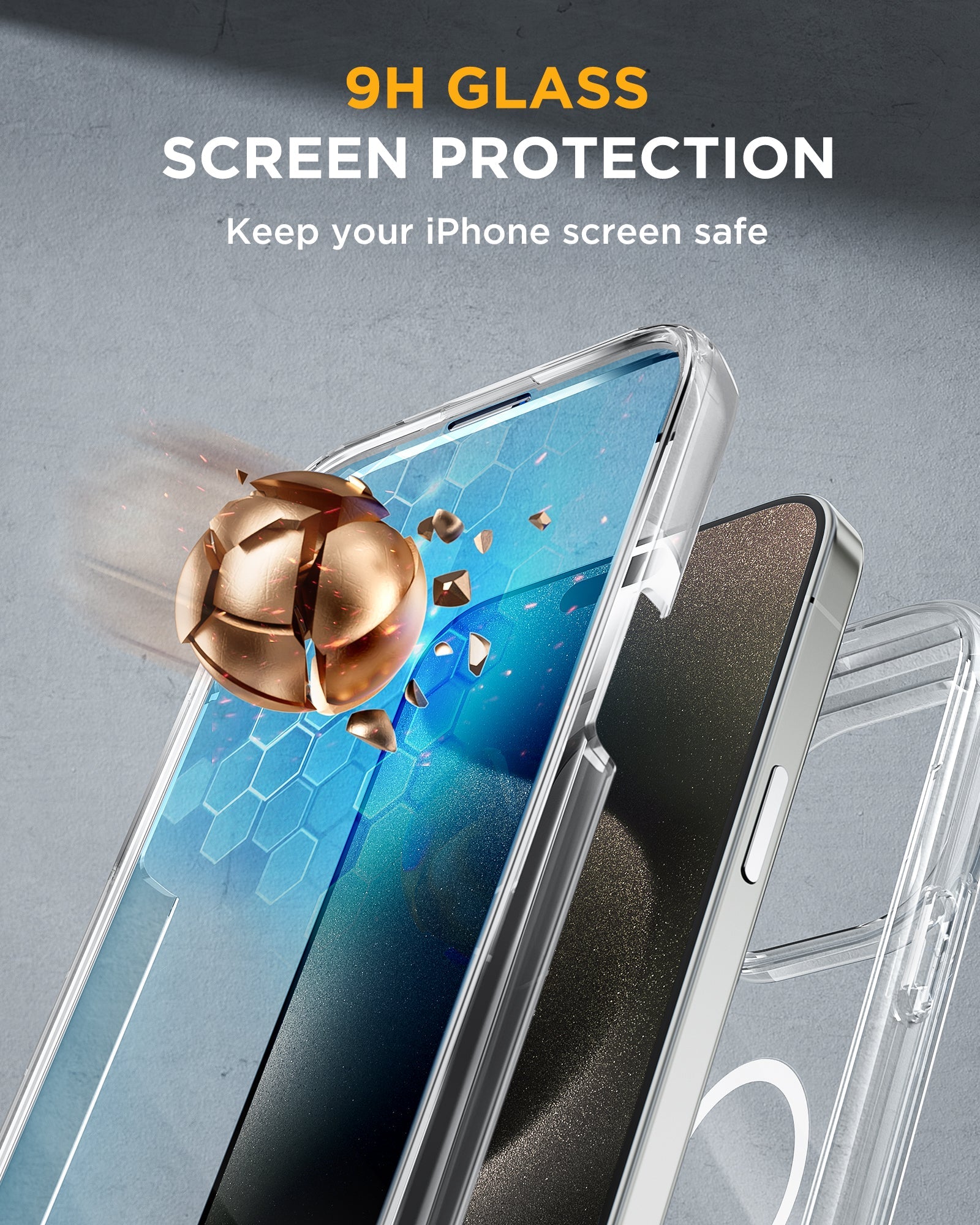 iPhone 15 Pro 360° Protection Case [CLEAR] : Front Screen + Back Cover + Camera Protector