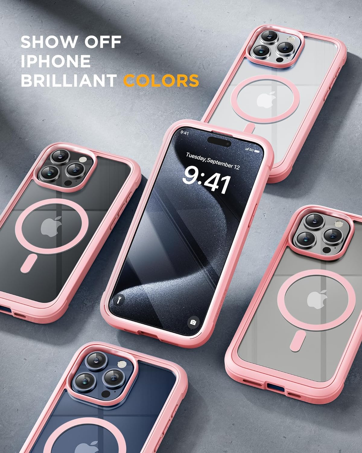 iPhone 15 Pro 360° Protection Case [PINK] : Front Screen + Back Cover + Camera Protector
