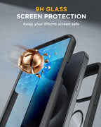 iPhone 15 Pro 360° Protection Case [BLACK] : Front Screen + Back Cover + Camera Protector