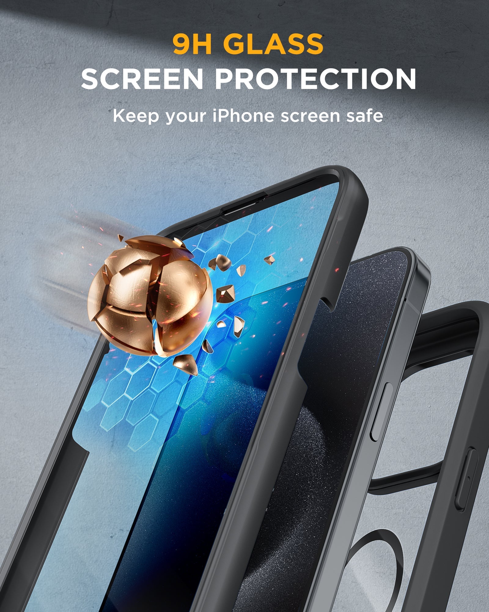 iPhone 15 Pro 360° Protection Case [BLACK] : Front Screen + Back Cover + Camera Protector