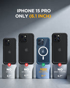 iPhone 15 Pro 360° Protection Case [BLUE] : Front Screen + Back Cover + Camera Protector