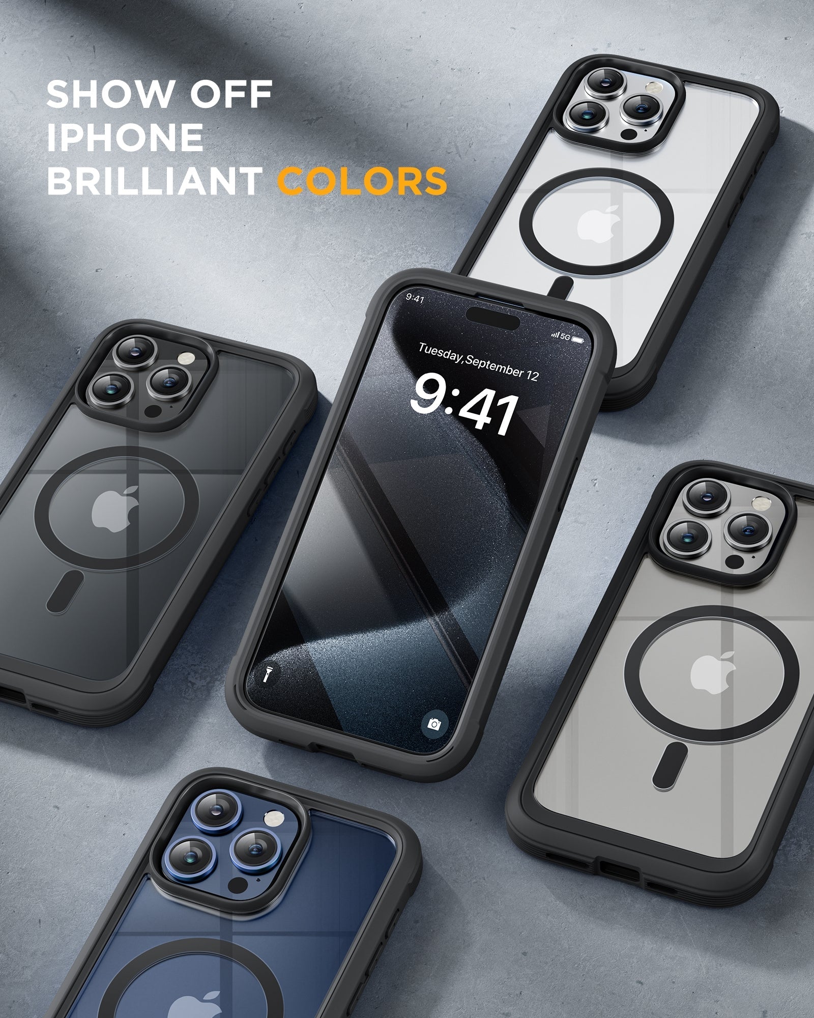 iPhone 15 Pro Max 360° Protection Case [BLACK] : Front Screen + Back Cover + Camera Protector