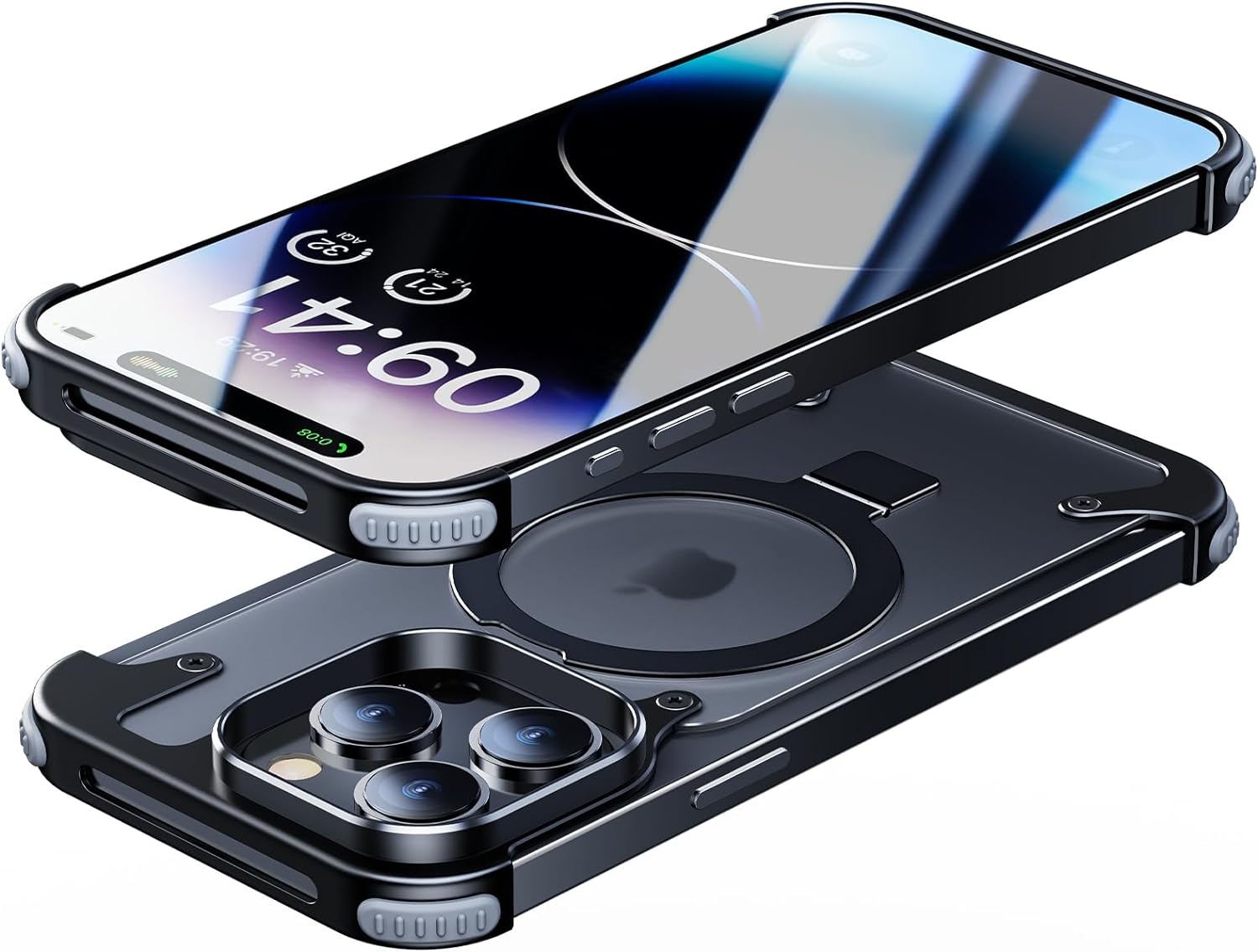 iPhone 15 Series: Frameless Armoured Case with Kickstand