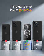 iPhone 15 Pro 360° Protection Case [GLITTER] : Front Screen + Back Cover + Camera Protector