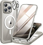 iPhone 15 Pro Max 360° Protection Case [GREY] : Front Screen + Back Cover + Camera Protector