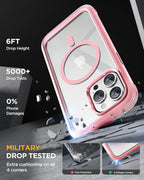 iPhone 15 Pro 360° Protection Case [PINK] : Front Screen + Back Cover + Camera Protector
