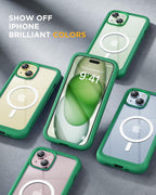 iPhone 15 Plus 360° Protection Case [GREEN] : Front Screen + Back Cover + Camera Protector