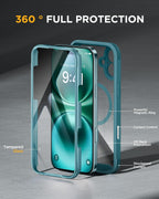 iPhone 16 360° Protection Case [GREEN] : Front Screen + Back Cover + Camera Protector