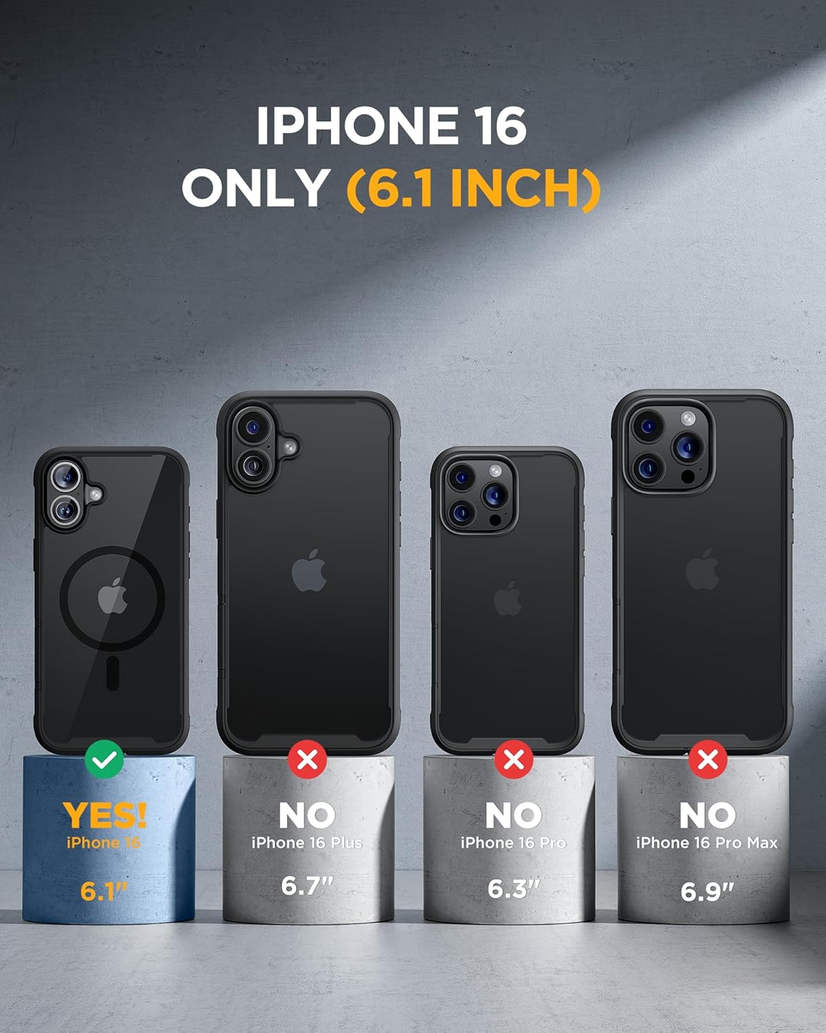 iPhone 16 360° Protection Case [Black] : Front Screen + Back Cover + Camera Protector