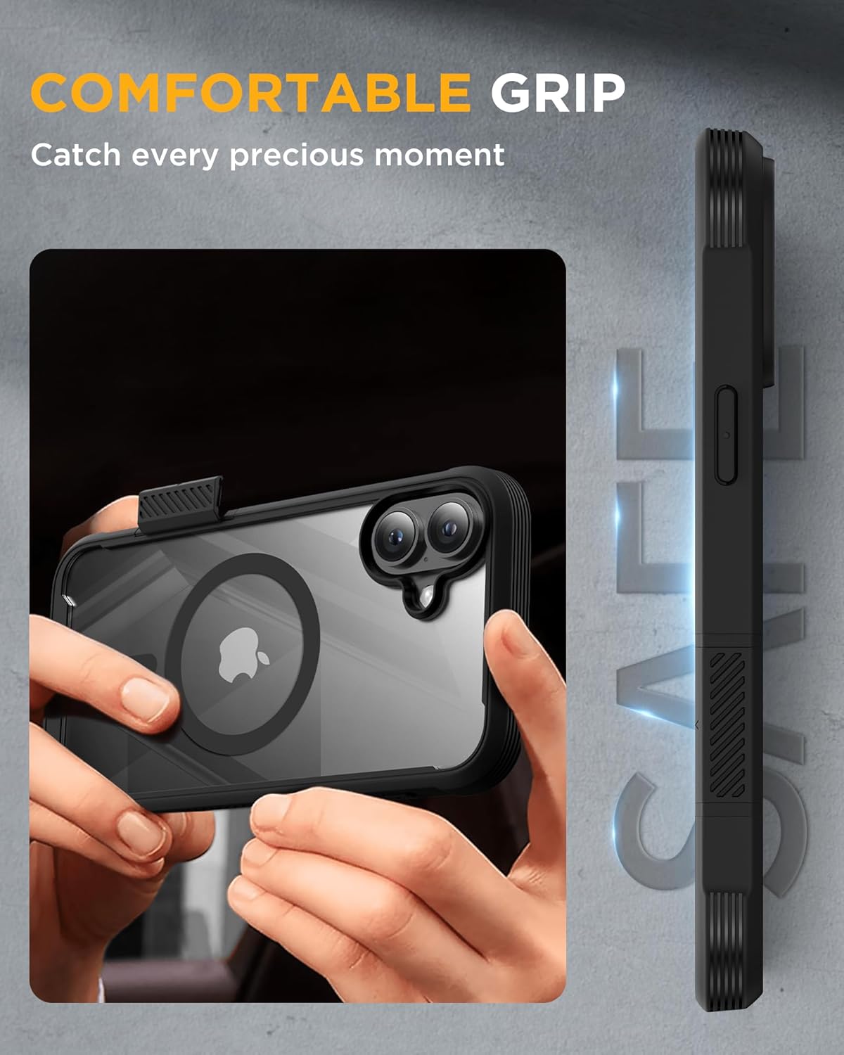 iPhone 16 360° Protection Case [Black] : Front Screen + Back Cover + Camera Protector