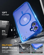 iPhone 16 360° Protection Case [BLUE] : Front Screen + Back Cover + Camera Protector