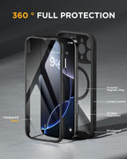 iPhone 16 Pro 360° Protection Case [BLACK] : Front Screen + Back Cover + Camera Protector