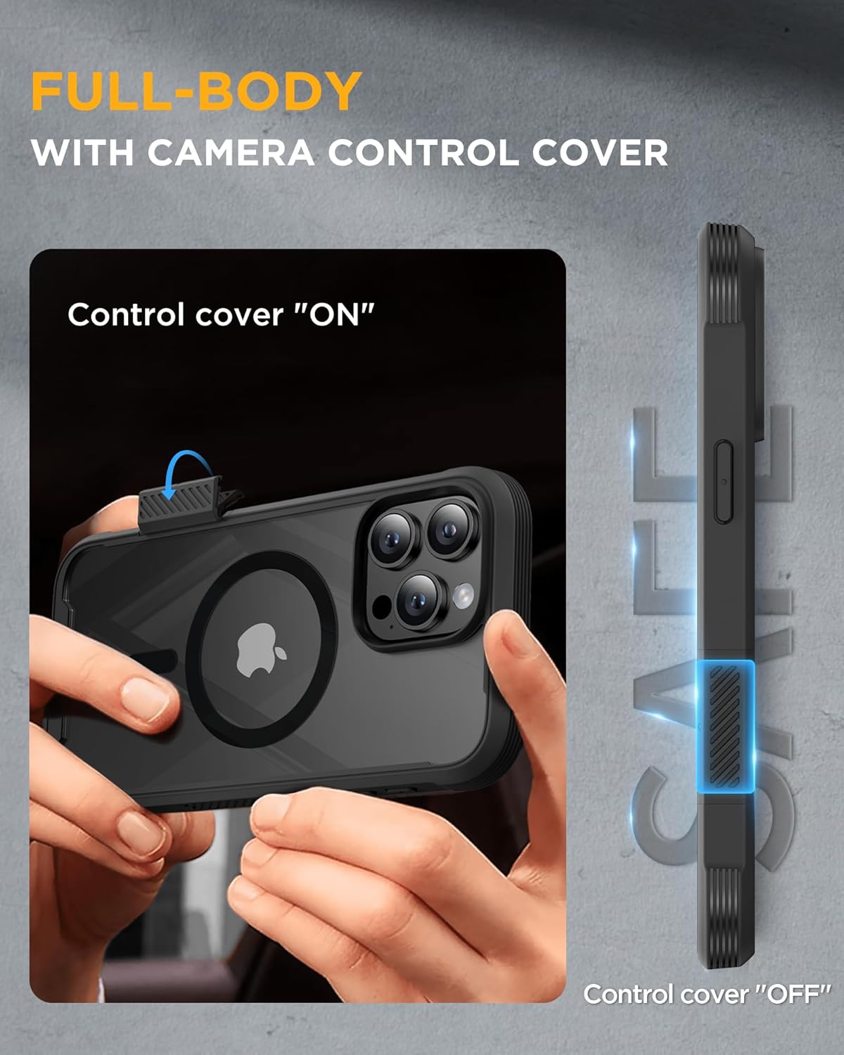 iPhone 16 Pro Max 360° Protection Case [BLACK] : Front Screen + Back Cover + Camera Protector