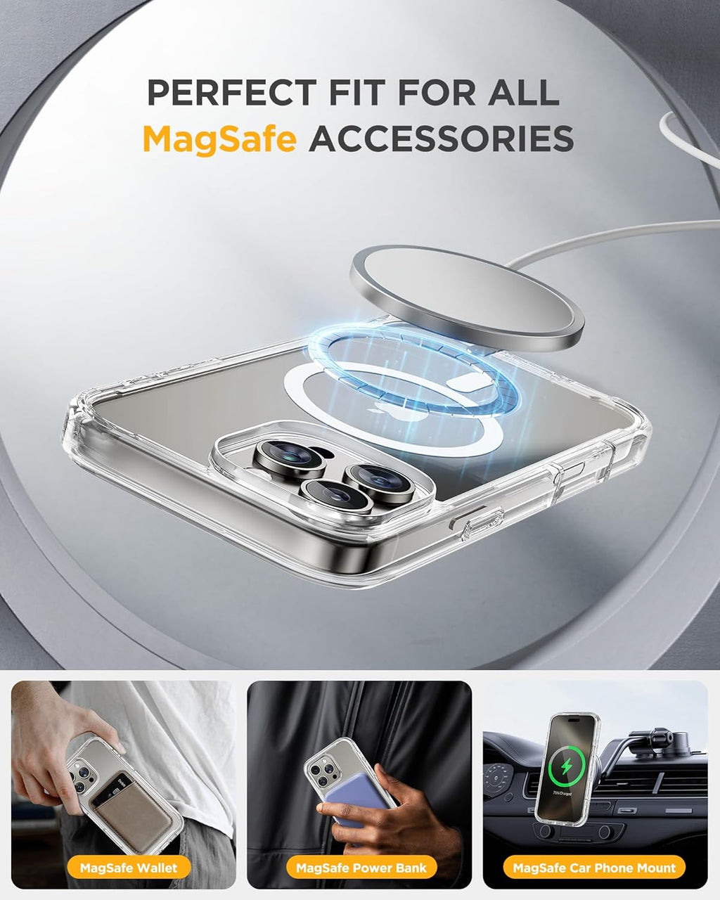 iPhone 16 Pro 360° Protection Case [CLEAR] : Front Screen + Back Cover + Camera Protector