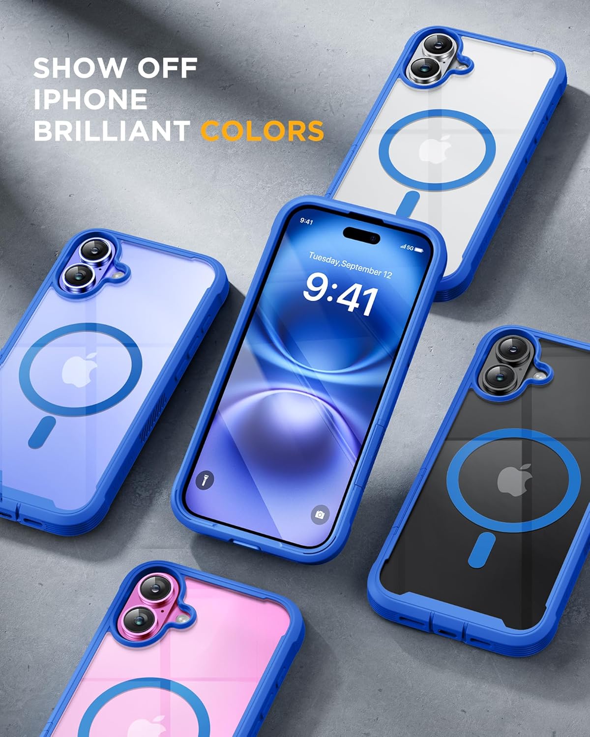 iPhone 16 360° Protection Case [BLUE] : Front Screen + Back Cover + Camera Protector