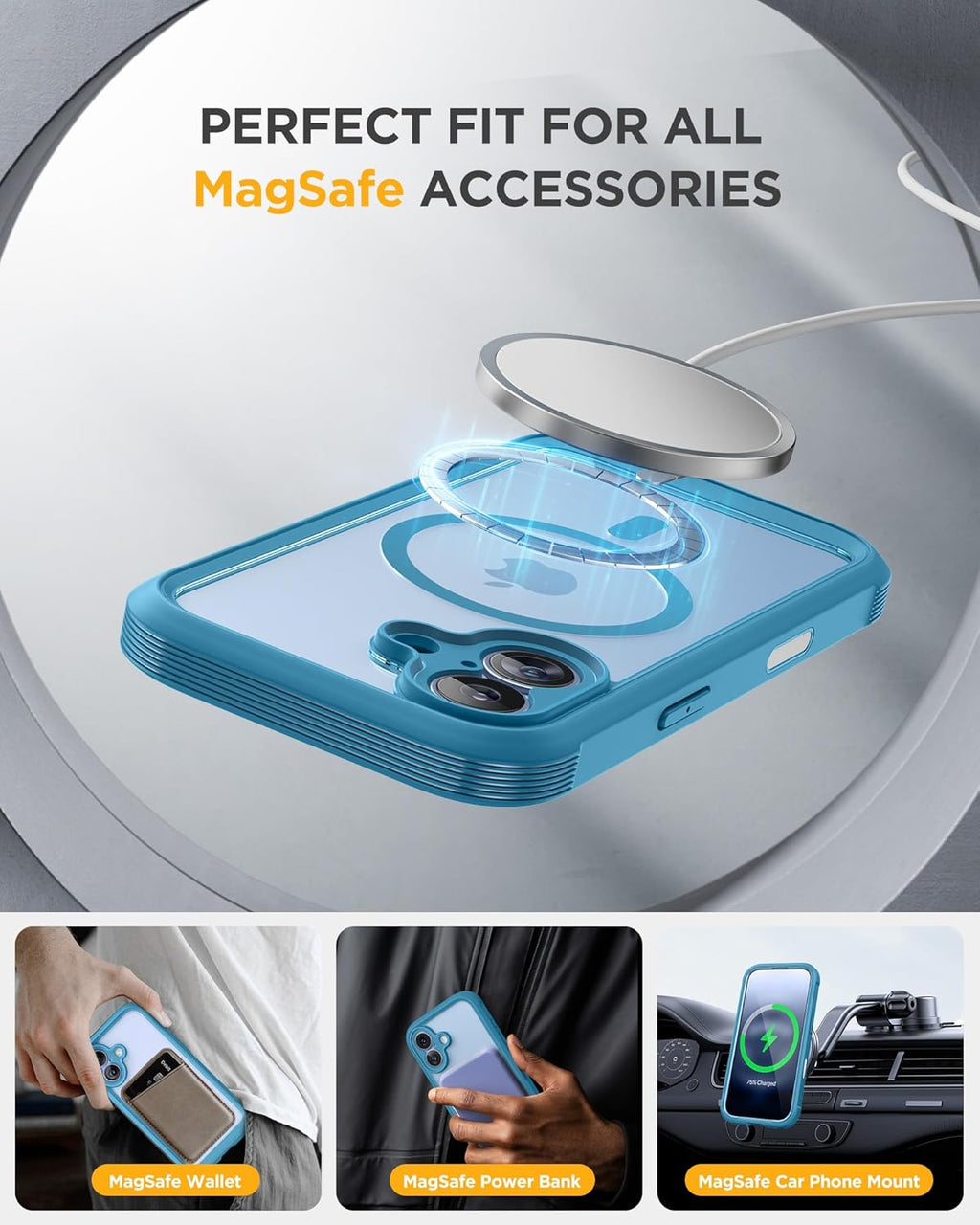 iPhone 17 360° Protection Case [BLUE] : Front Screen + Back Cover + Camera Protection Inbuilt