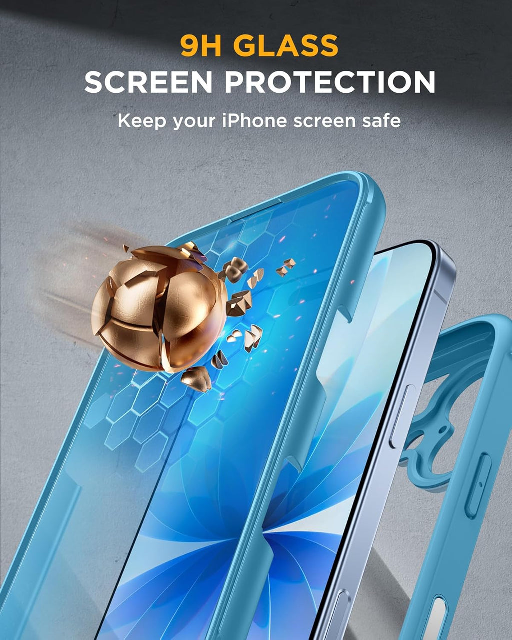 iPhone 17 360° Protection Case [BLUE] : Front Screen + Back Cover + Camera Protection Inbuilt