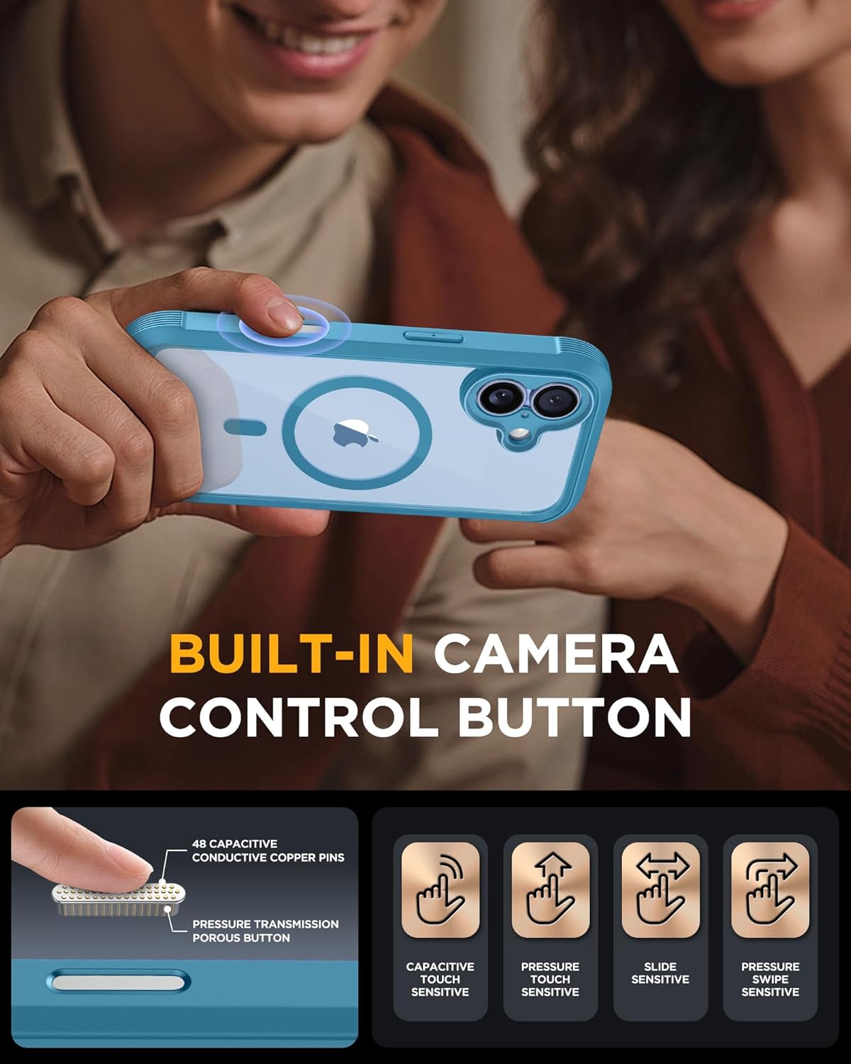 iPhone 17 360° Protection Case [BLUE] : Front Screen + Back Cover + Camera Protection Inbuilt