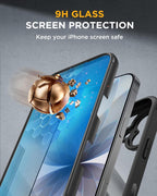 iPhone 17 360° Protection Case [BLACK] : Front Screen + Back Cover + Camera Protection Inbuilt