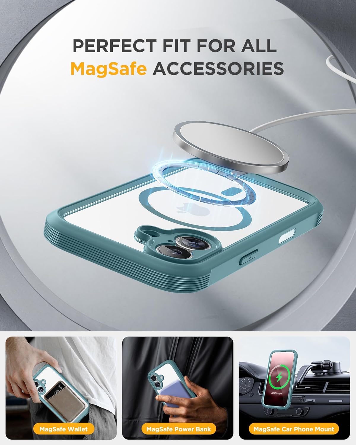 iPhone 17 360° Protection Case [GREEN] : Front Screen + Back Cover + Camera Protection Inbuilt