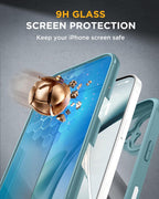 iPhone 17 360° Protection Case [GREEN] : Front Screen + Back Cover + Camera Protection Inbuilt